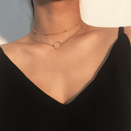 Two Layers Choker Round Necklace