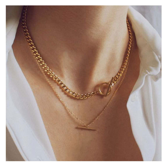 Pendant Double Chain Necklace